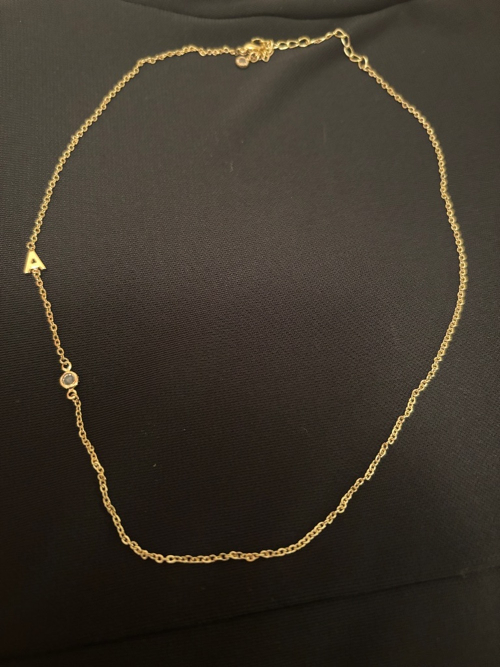 Gold plated Initial A Necklace with CZ Accent-new